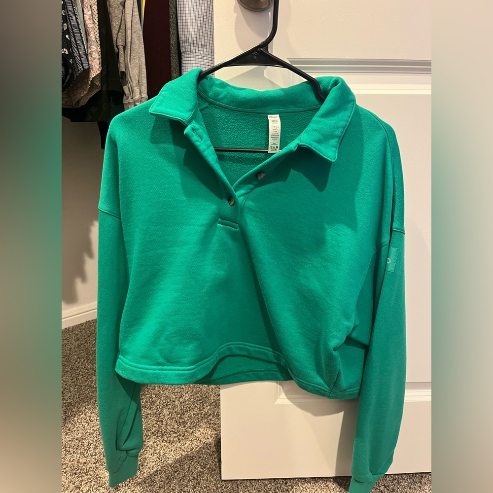 Kelly Green Alo Yoga Crop Pullover